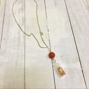 Red Lava Stone Jar Necklace